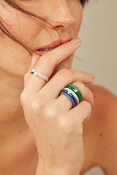 Eternity Silver Joy Band Ring, White Rhodium, Natural White Topaz + Give Joy Gift